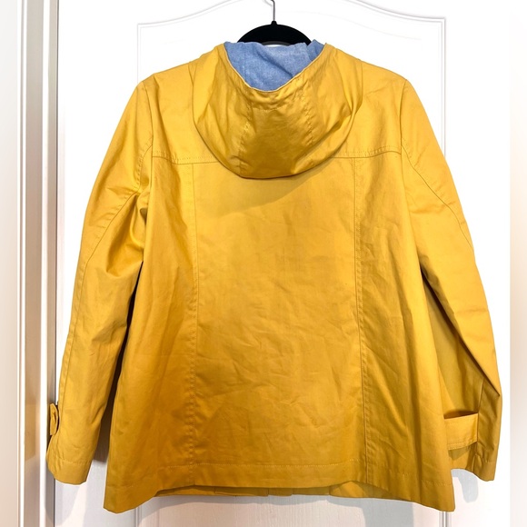 Talbots Yellow Coated Cotton Rain Jacket with Hood Size S - Picture 2 of 6
